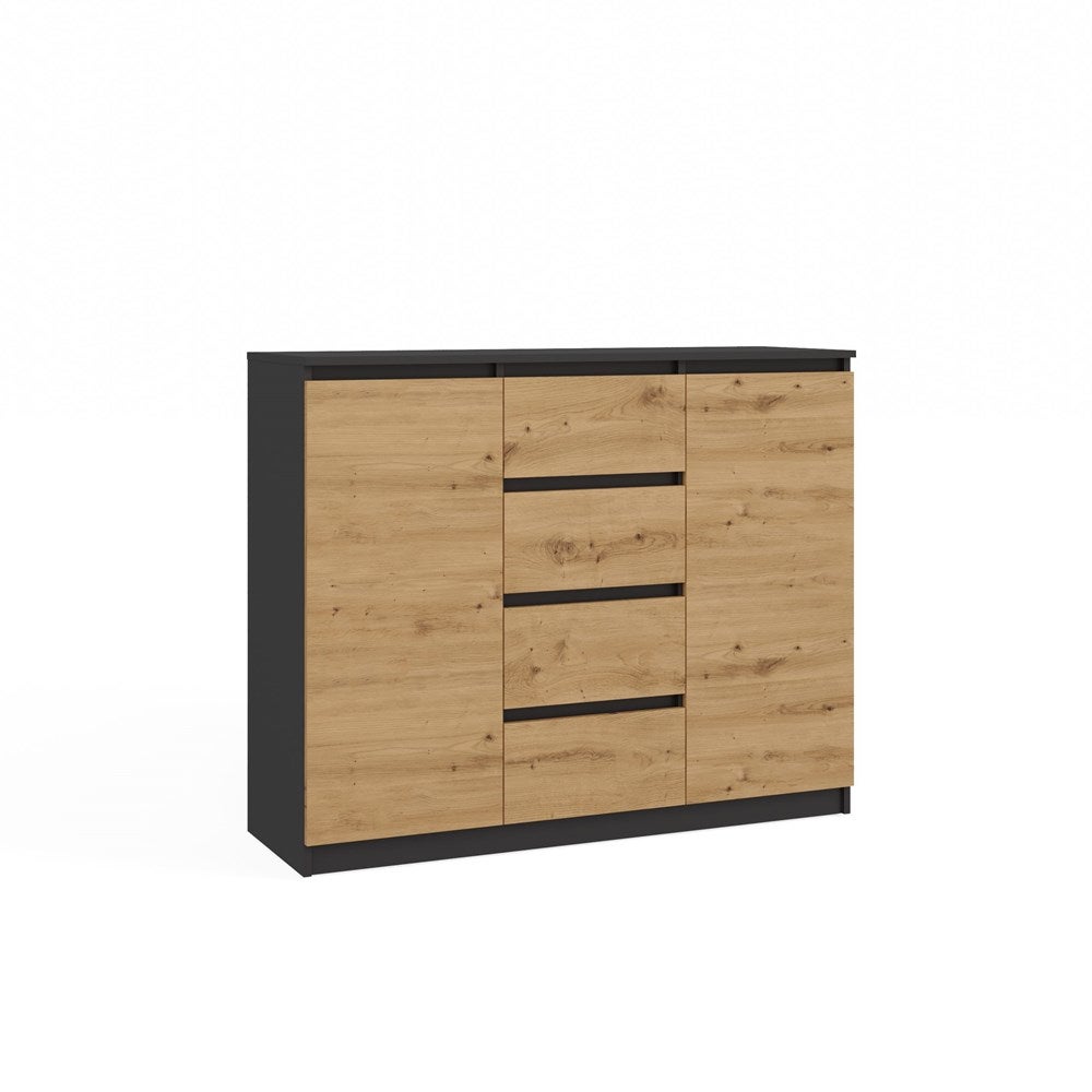 Komoda Topeshop 2D4S 120 - Antracyt / Dąb Artisan Szafka 40x120x97 cm