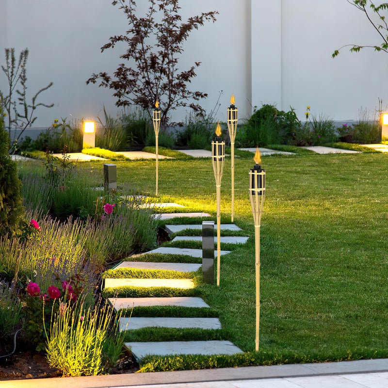 Lot de 12 torches de jardin en bambou, hauteur&nbsp;: 90&nbsp;cm, torches à huile avec mèche - 5