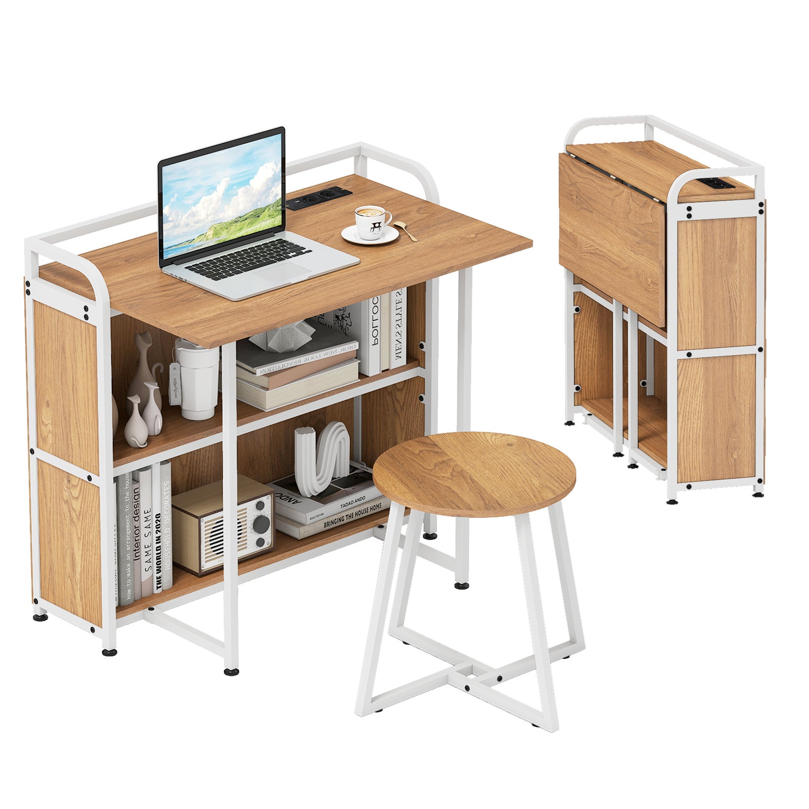 Scrivania Pieghevole con Sgabello, Scrivania Portatile con - Main Image