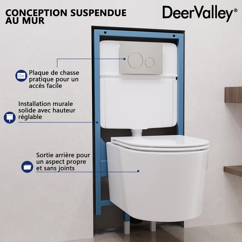 WC Suspendue Blanche en Céramique Design Sans Rebord avec Abattant Soft Close et Style Moderne Élégant - 8