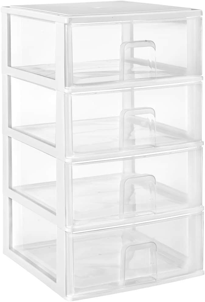 2 Cassetti Plastica Impilabili Bianchi - Organizer Per Ufficio, Casa E Toeletta 27.5x18.5x10 Cm - Foto 12