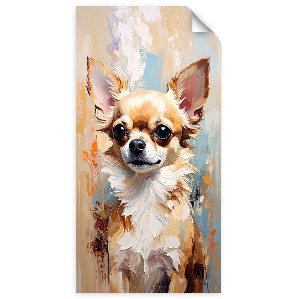 Naklejka na ścianę do salonu sypialni, Chihuahua Pies Zwierzę Beżowy 50x100