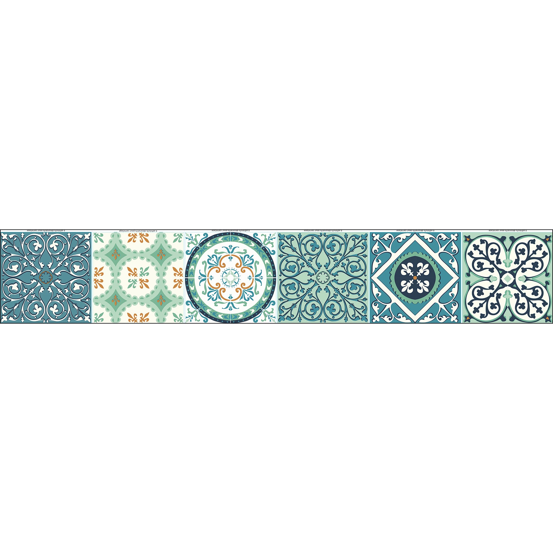 Pegatina Azulejos adhesivos decorativos, imitación de baldosas de azulejos de cemento de color verde y naranja, x6, 15 cm x 15 cm - 2