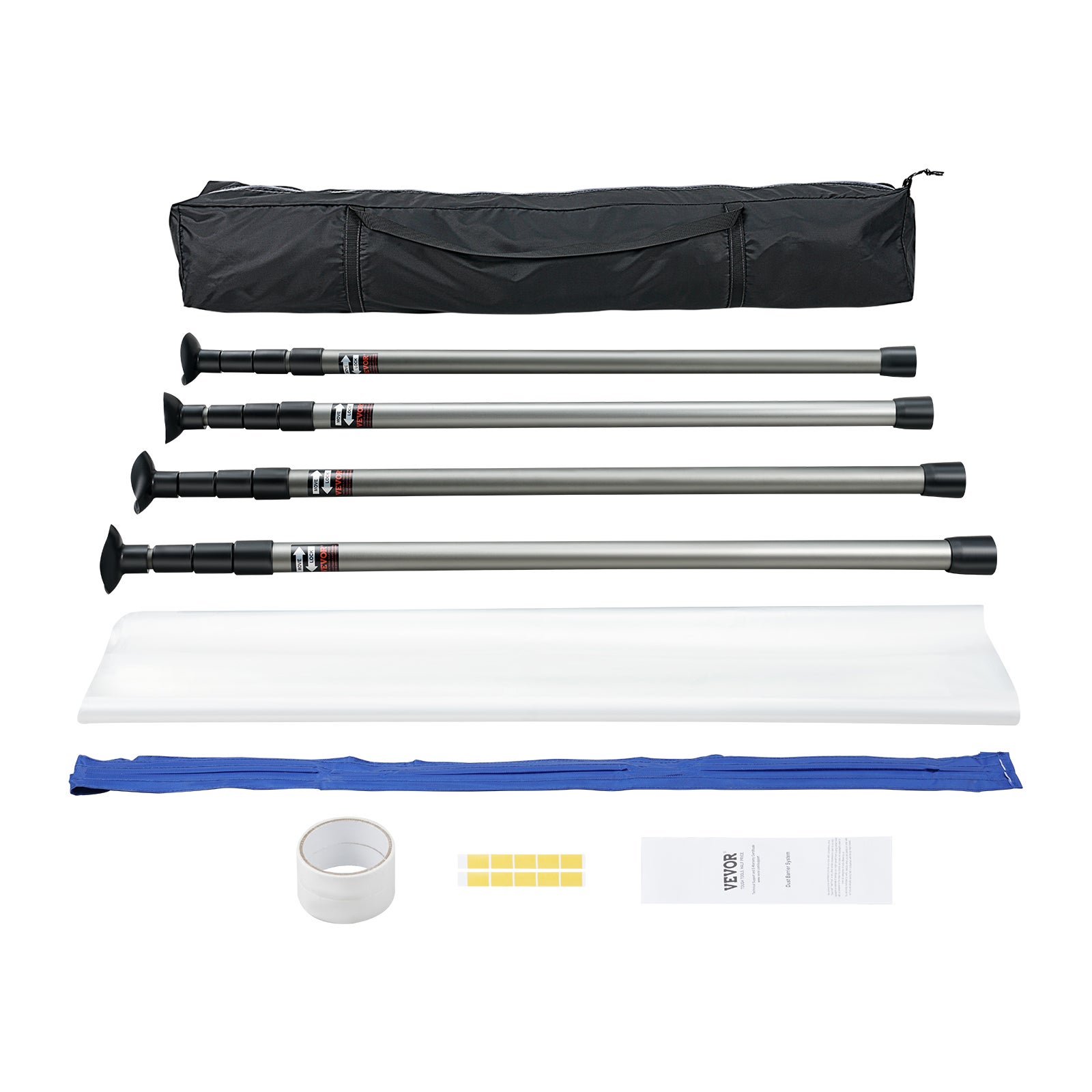 Kit Barrière Anti-Poussière VEVOR 10x4m avec Perches Télescopiques 0,9-3m Écran Anti-Poussière avec Fermeture Éclair Magnétique Sac pour Rénovation - 9