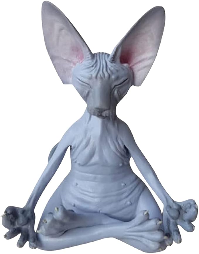 Kot Sfinks Medytujący Kolekcjonerska Statua Medytującego Kota Sfinksa Figurka Joga Kot Medytujący Rzeźba Relaksująca Poza Kota Zen Dekoracji Trawnika
