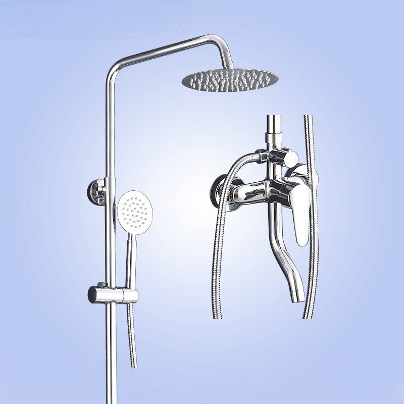 Soffione Doccia A Pioggia Con Doccetta Portatile Sarlai, 7 Funzioni, Barra Scorrevole Regolabile, Tubo In Acciaio Inox, Finitura Cromata, Deviatore A 2 Vie - 2