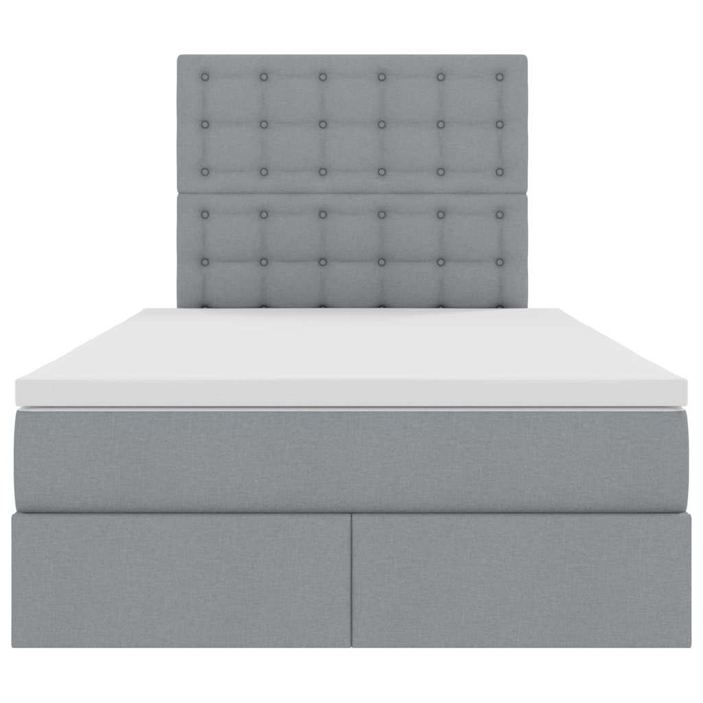 Lit avec rangement et matelas, en tissu gris clair, pour la chambre, 120 × 200 cm - 7