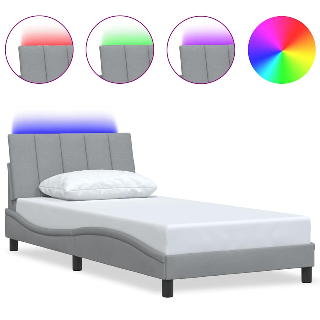 vidaXL Cadre de lit sans matelas Hanko gris clair 100x200 cm tissu - 2