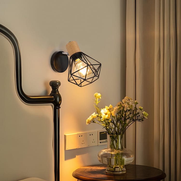 Aplique de pared industrial negro giratorio 360°, lámpara vintage E27, diseño ajustable y decorativo, estilo loft retro - 1pcs - 4