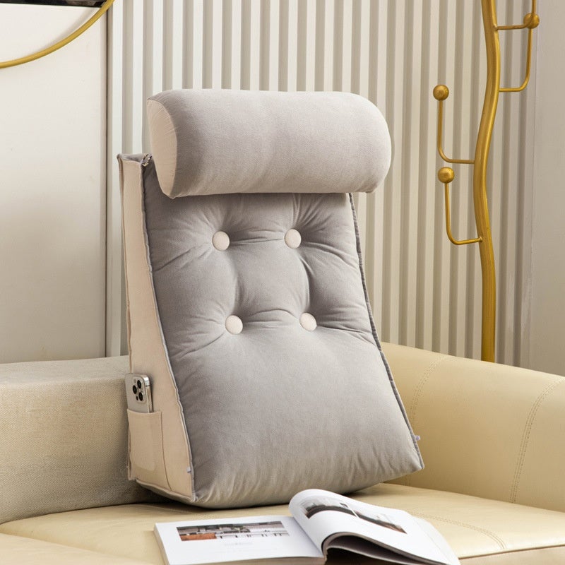 Coussin de dossier avec appui-tête, jeté de lit, soutien lombaire, amovible et lavable, pour chambres (gris argenté, 45 x 55 x 25 cm (1 pièce)) - 6