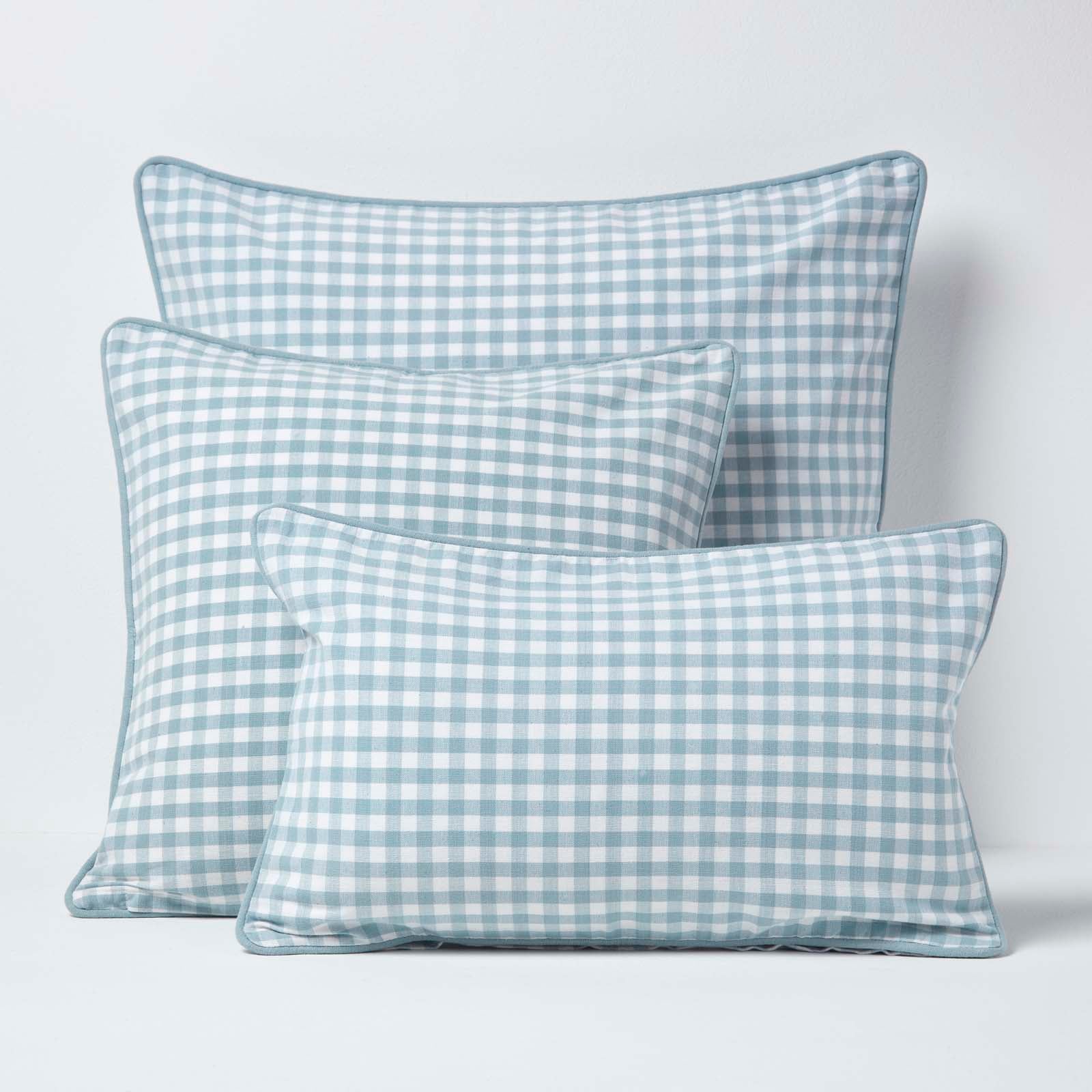 Homescapes Housse de coussin Bleu à carreaux Vichy, 45 x 45 cm - 5