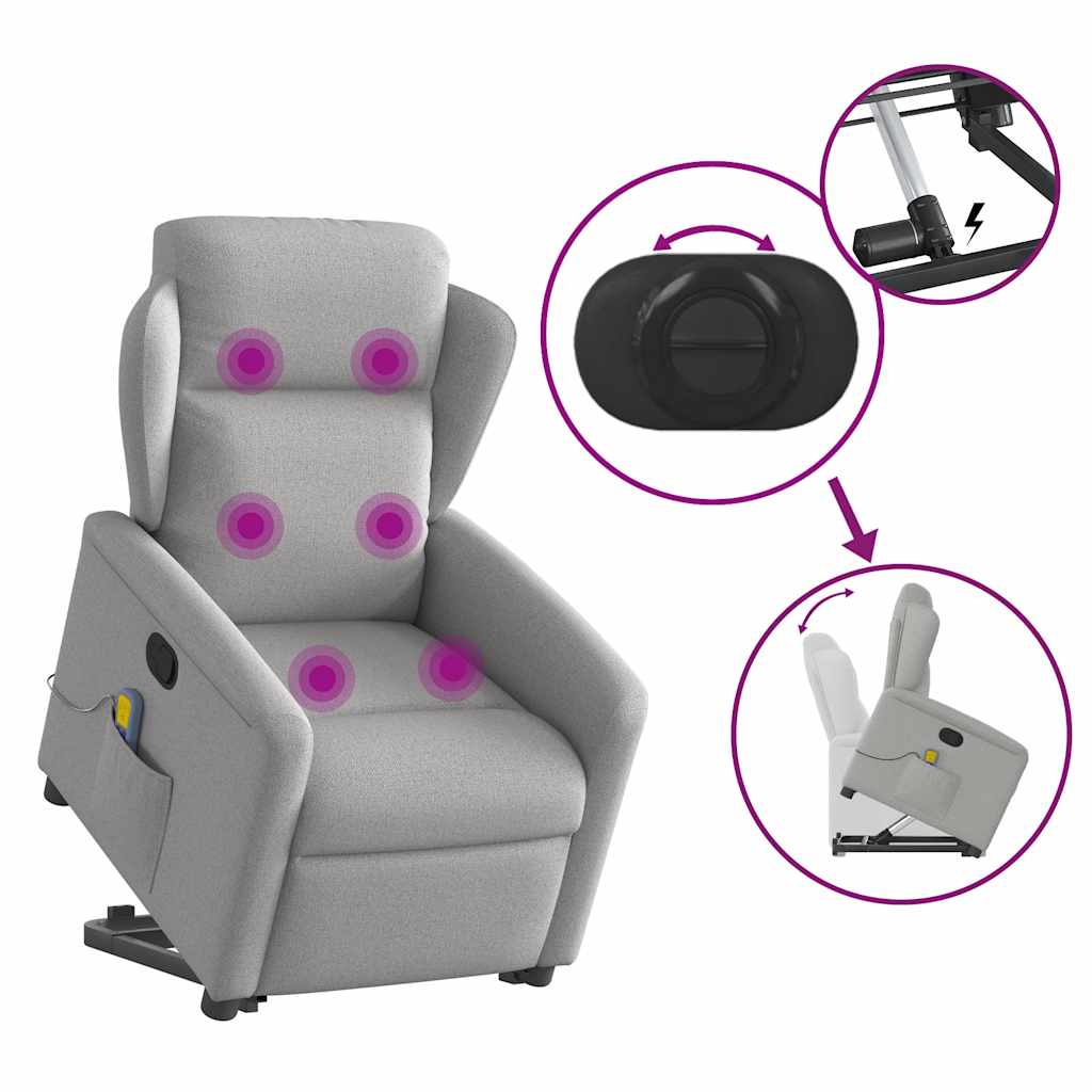 Fauteuil de massage | Fauteuil de relaxation | Chaise de relaxation inclinable gris nuage tissu CFW572507 - 8