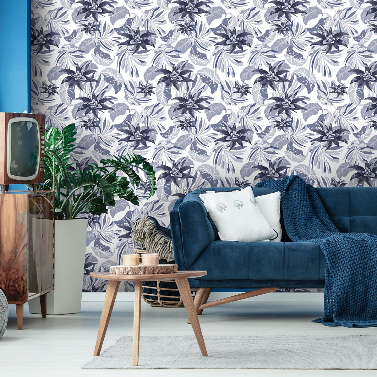 Vinilo papel tapiz tropical mariel - adhesivo de pared - revestimiento sticker mural decorativo - 60x60cm