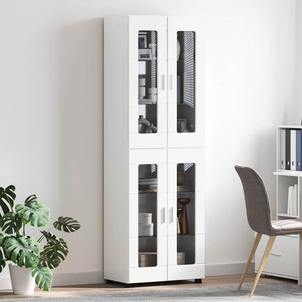 Armoire Haut de rangement - Armoire De Chambre avec porte Blanc brillant 60 x 35 x 182 cm - 4