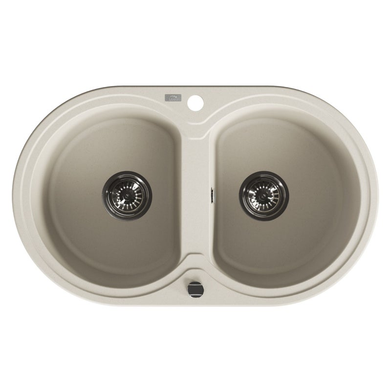 Zlewozmywak Granitowy Beżowy Dwukomorowy DAFNE Laveo