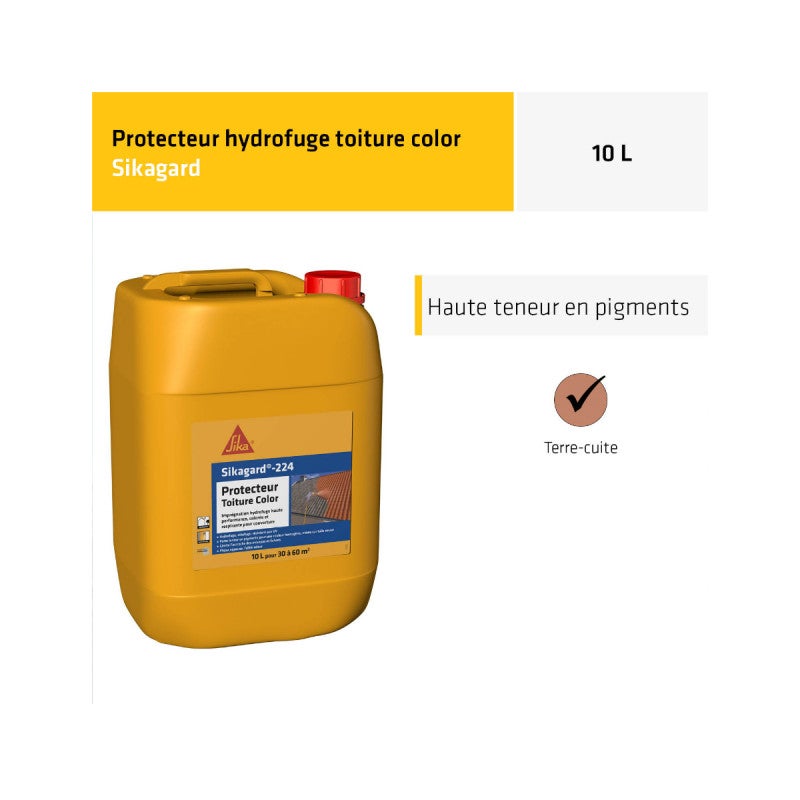 Protecteur toiture SIKA Sikagard-224 - Terre cuite - 10L - 2
