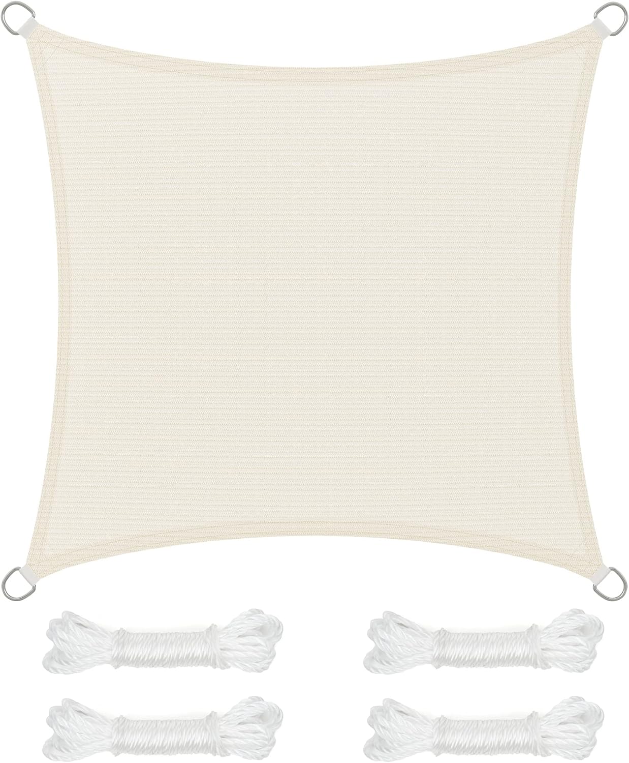 SONGMICS Voile D'Ombrage 2,5x5m Beige - Tissu HDPE Respirant | Pour Terrasse, Jardin, Balcon - 4 Cordes Incluses