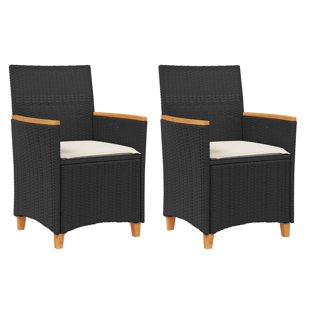VidaXL Lot De 2 Chaises Jardin Pliable Acacia & Rotin Noir – Sièges Extérieur Inclinables, Confort & Élégance Pour Terrasse & Balcon