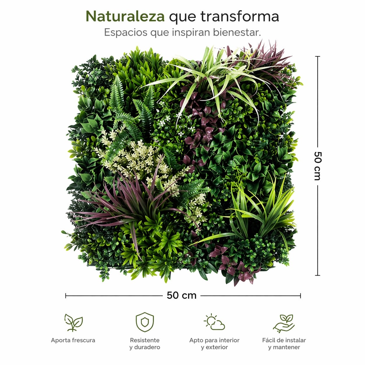 Jardín Vertical Amazonia 50 x 50 cm EVOTURF para interior y exterior - 5