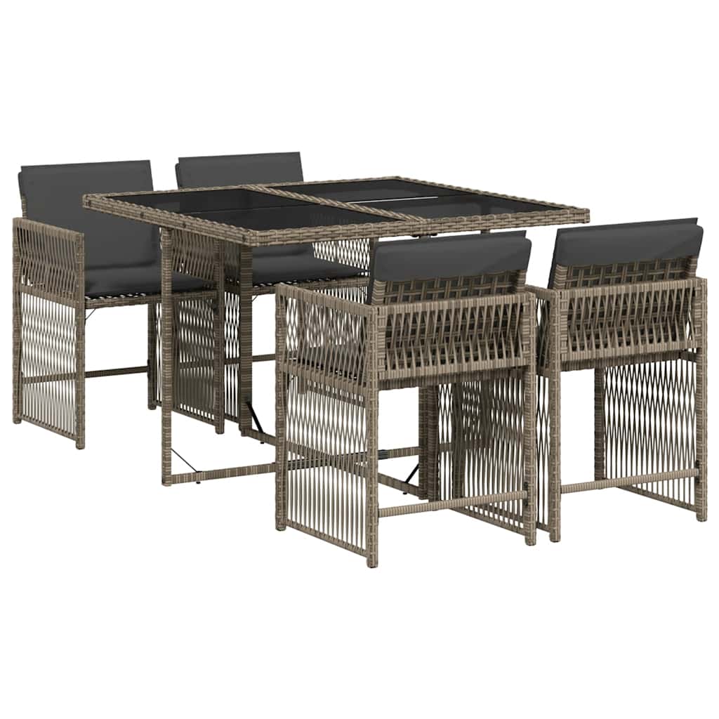 Salon bas de jardin en Rattan synthétique Gris 4 personnes - 9