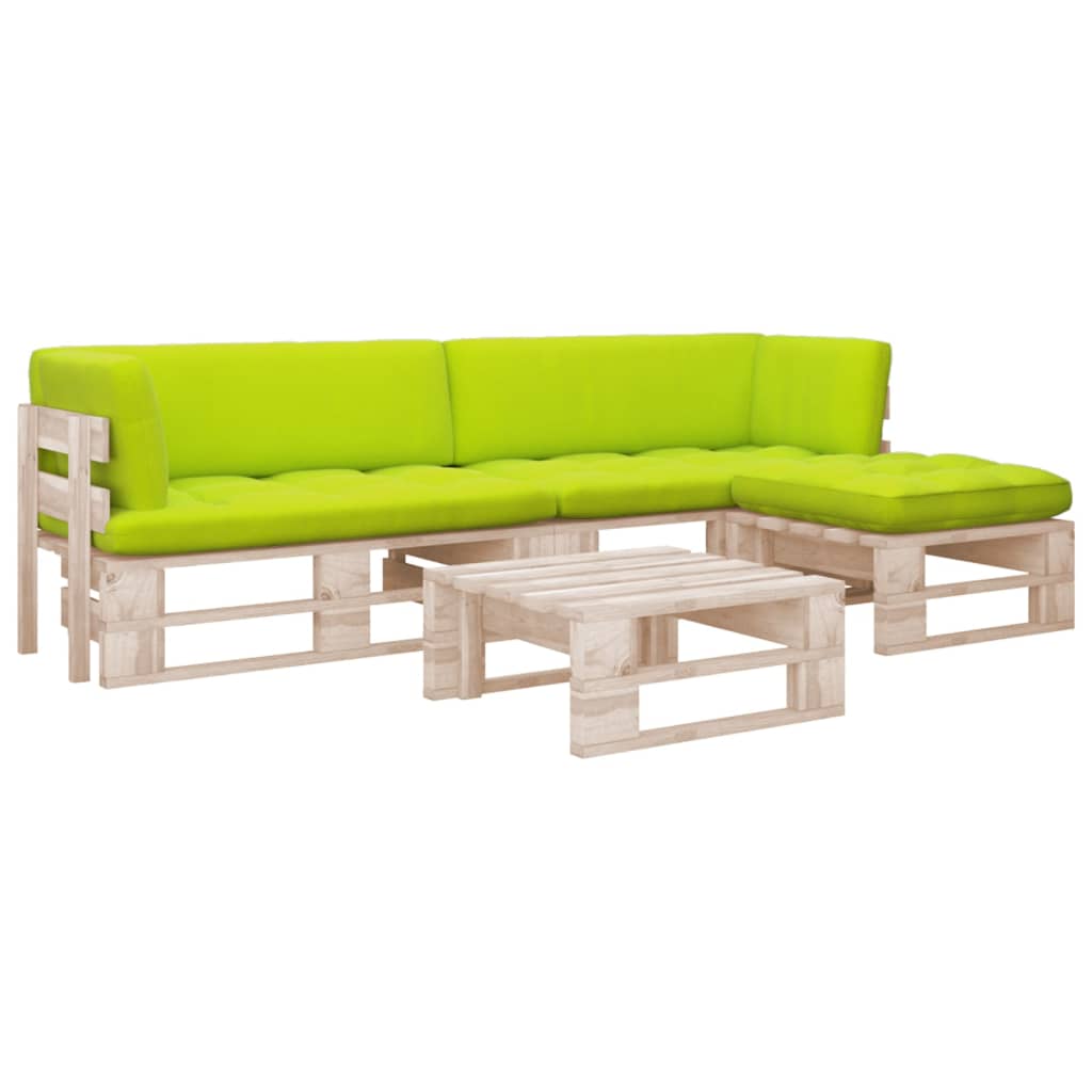 Muebles de palets 4 piezas | sofá de jardín | conjunto de comedor y cojines madera pino impregnada cfw90635