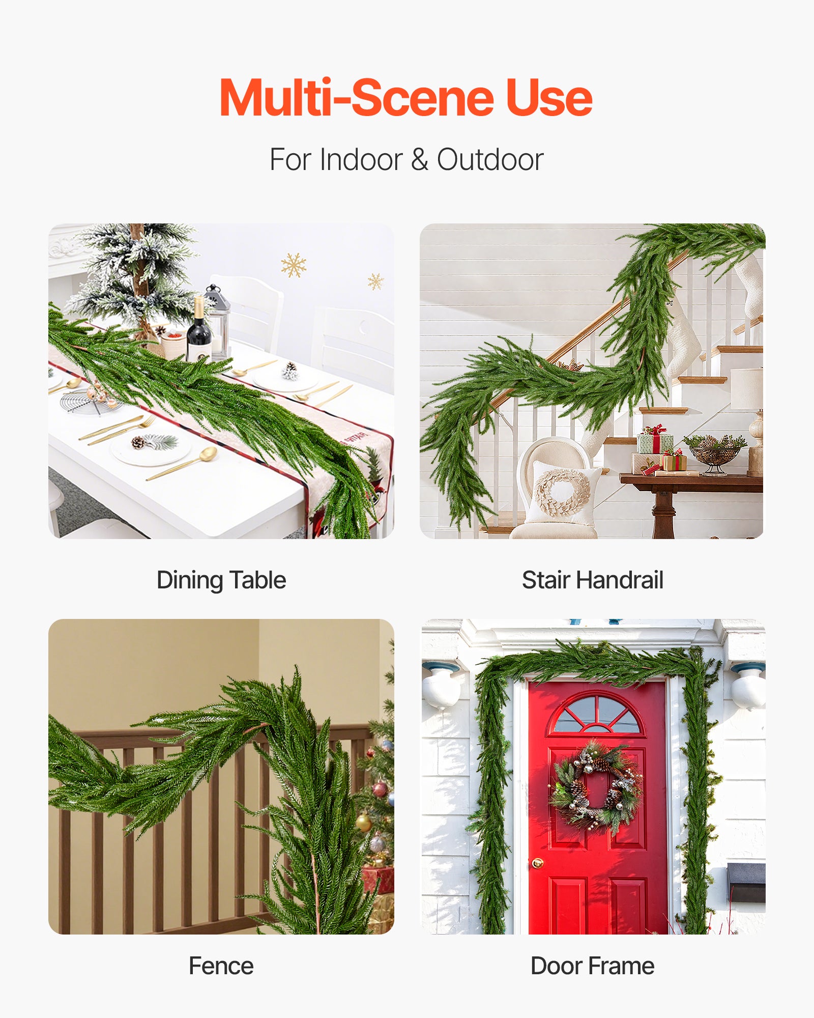 Grinalda de Natal,VEVOR 1,8 m,grinalda artificial de pinheiro da Ilha Norfolk,para interior,exterior,mesa,lareira,pendurados - 6