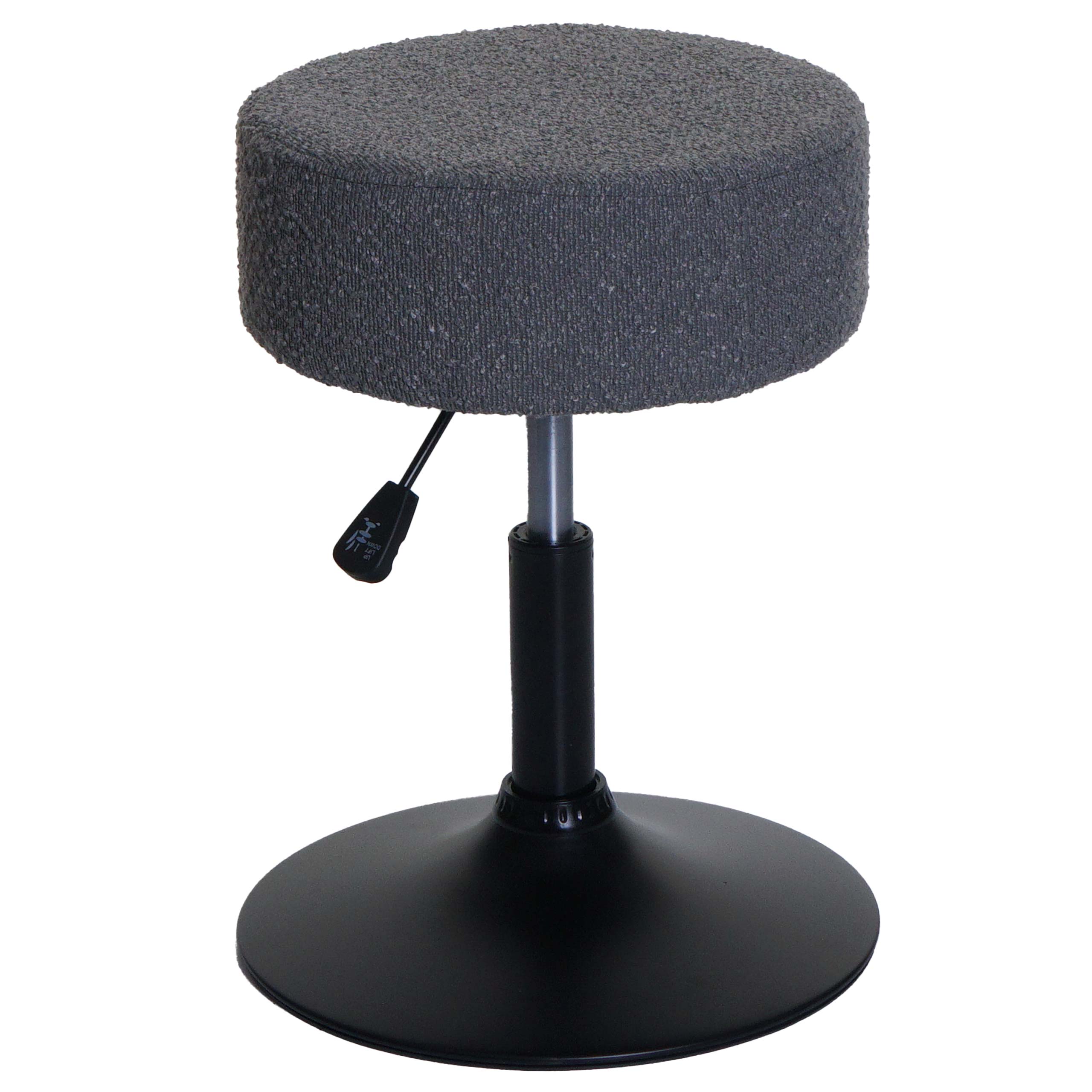 Taboret HWC-C22, taboret do makijażu, obrotowy z regulacją wysokości Ø 37cm tkanina bouclé (450g/m²) MVG ~ ciemnoszary