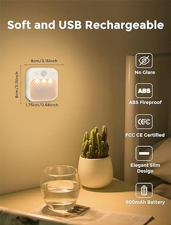 Lunartec luce notturna magnetica: Luce notturna LED con sensore di movimento e supporto magnetico set da 4 (lampade a batteria a led
