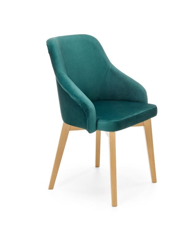 Krzesło tapicerowane TOLEDO 2 VELVET ciemnozielone/dąb miodowy