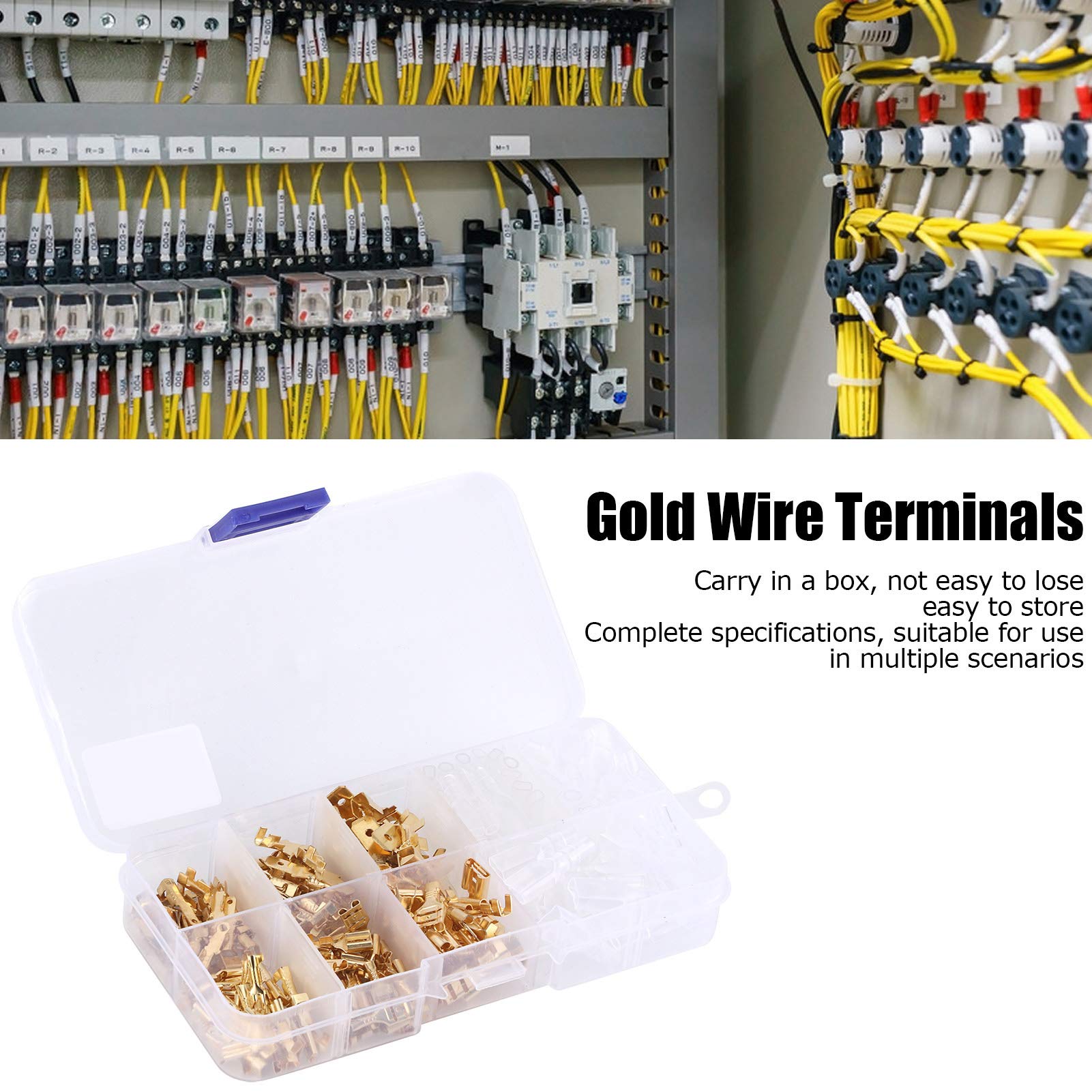 210 pezzi 2,8/4,8/6,3 mm connettori terminali per cavi elettrici maschio femmina isolati in oro - 2