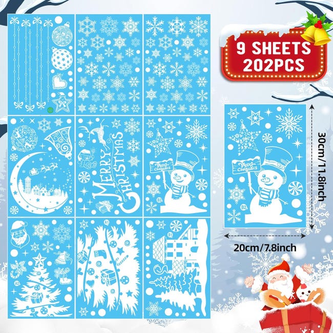 9 adesivi riutilizzabili per finestre natalizie, adesivi per finestre in PVC a forma di albero di Natale e fiocco di neve per porte in vetro | Leroy Merlin 9 adesivi riutilizzabili per finestre natalizie, adesivi per finestre in PVC a forma di albero di Natale e fiocco di neve per porte in vetro | Leroy Merlin