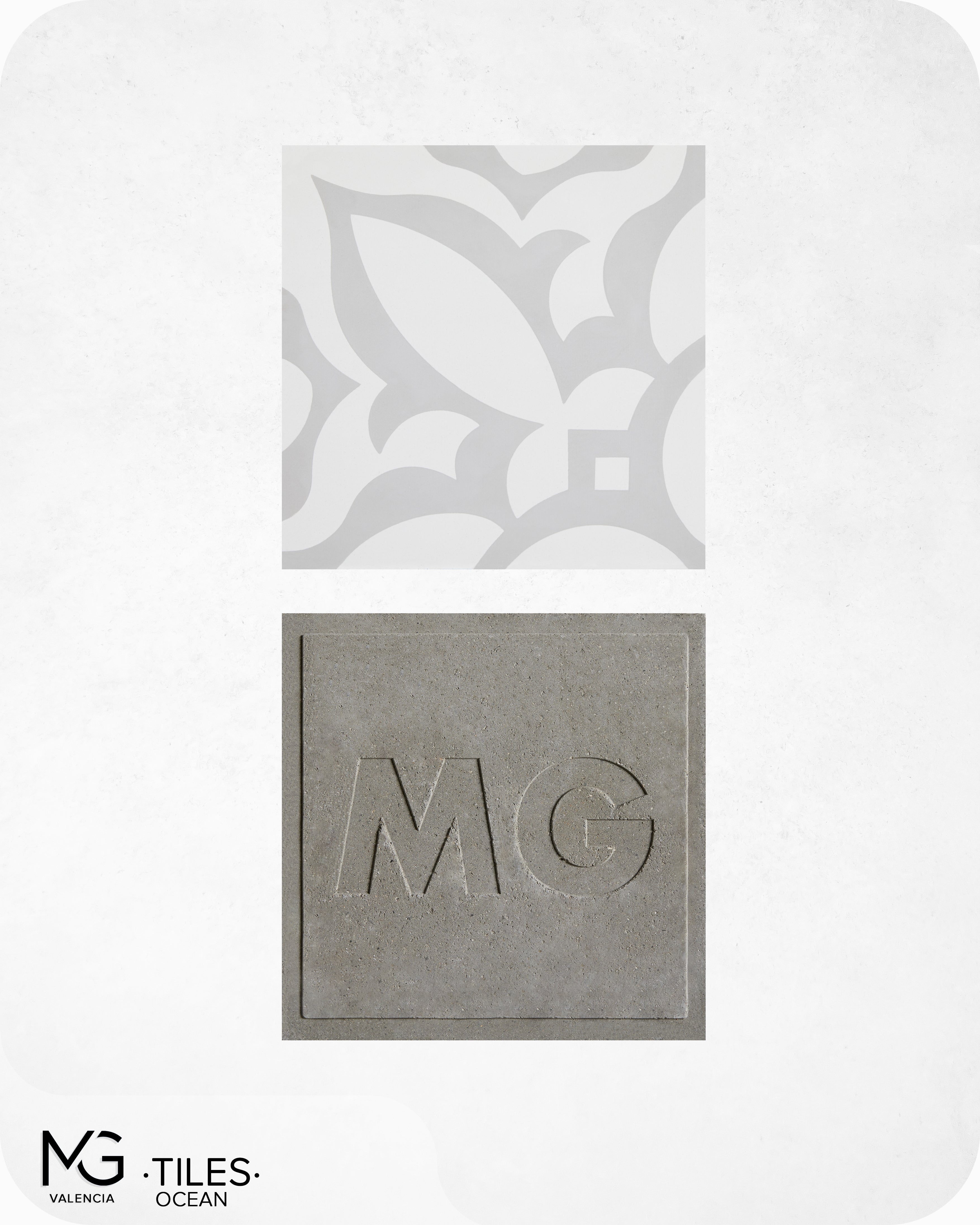 Baldosas hidraulicas de cemento | OCEAN | Blanco roto y gris 20x20cm ...