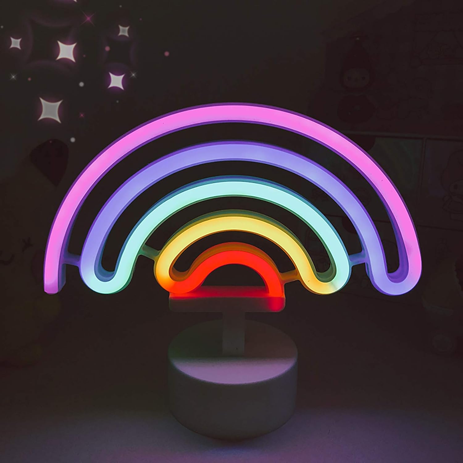 Luce Al Neon Arcobaleno A LED - Insegna Decorativa Da Parete Con Alimentazione USB/Batteria - Carina Per Camera Ragazze, Compleanno, Festa - 4