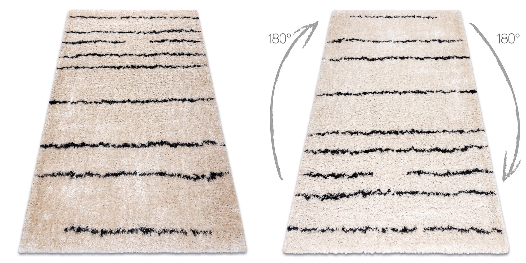 Dywan FLUFFY 2371 shaggy paski - krem / antracyt 160x220 cm - 2