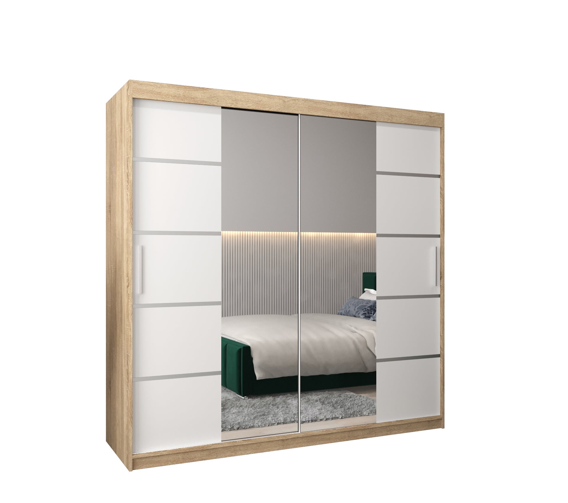 Szafa przesuwna garderoba Verona 4 200 x 62 x 200 cm Sonoma + Biały - Abiks Meble