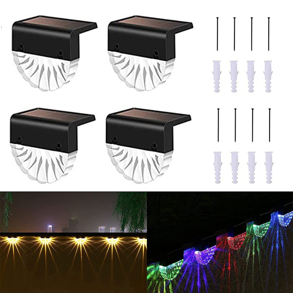 4 SZTUKI Solarne Lampki Schodowe Patio Solarne Lampki Zewnętrzne Solarne Reflektory Reflektory Zewnętrzne Solarne Oświetlenie Schodowe Dekoracyjne