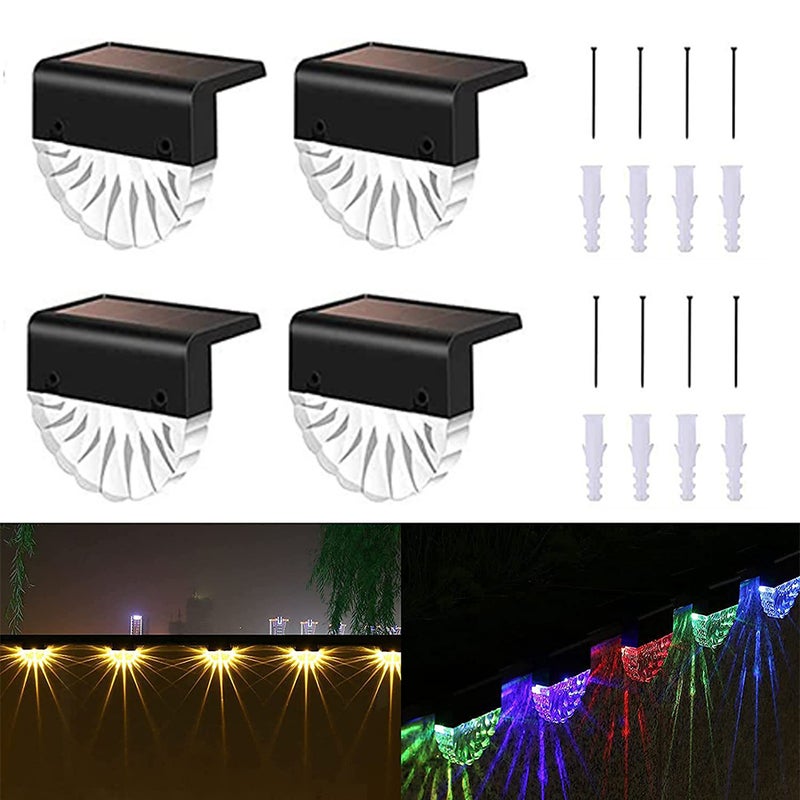 4 SZTUKI Solarne Lampki Schodowe Patio Solarne Lampki Zewnętrzne Solarne Reflektory Reflektory Zewnętrzne Solarne Oświetlenie Schodowe Dekoracyjne