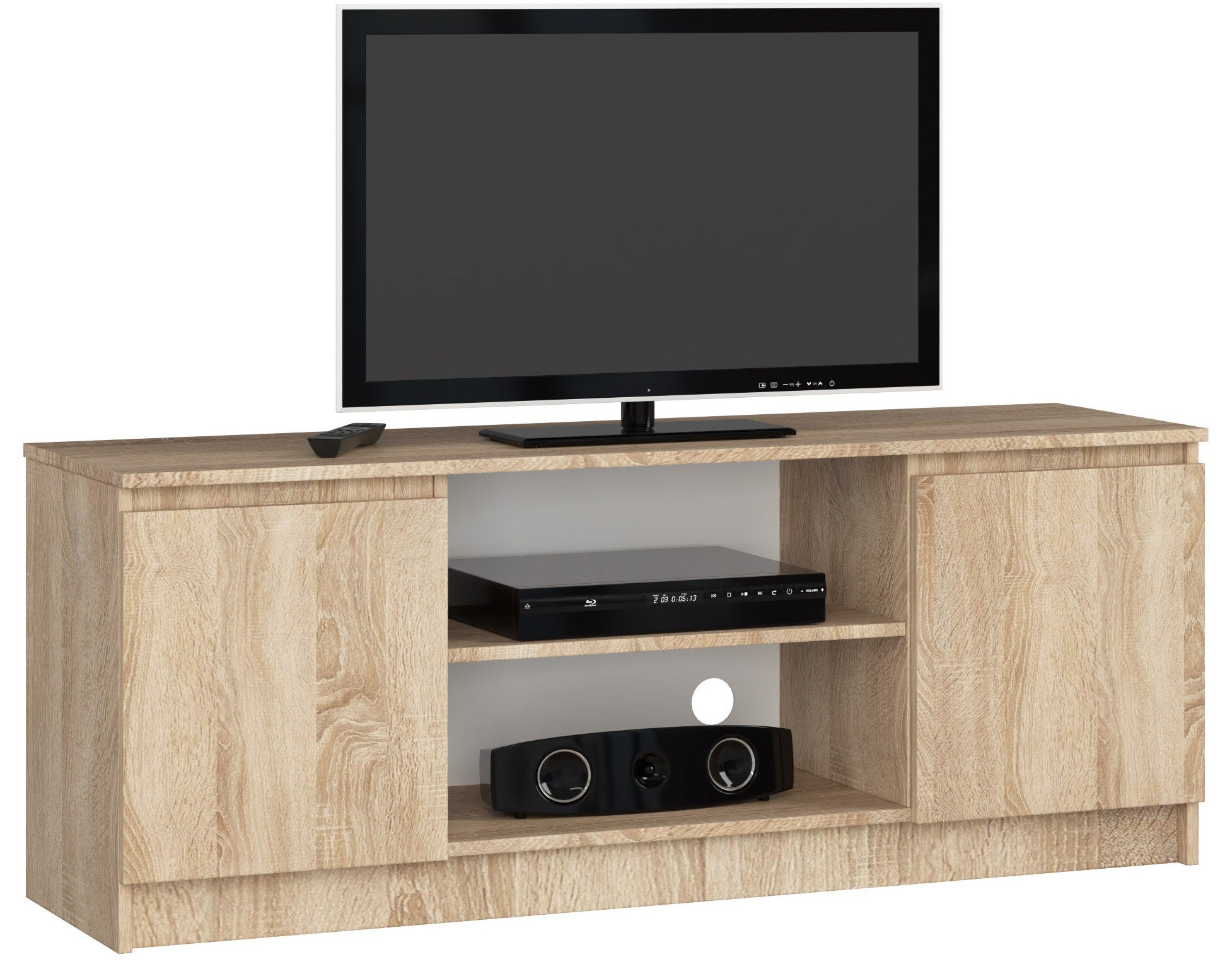 Szafka RTV AKORD Dąb Sonoma 140 cm 2 drzwi kolor Dąb Sonoma mat 2 półki 140x40x55 cm