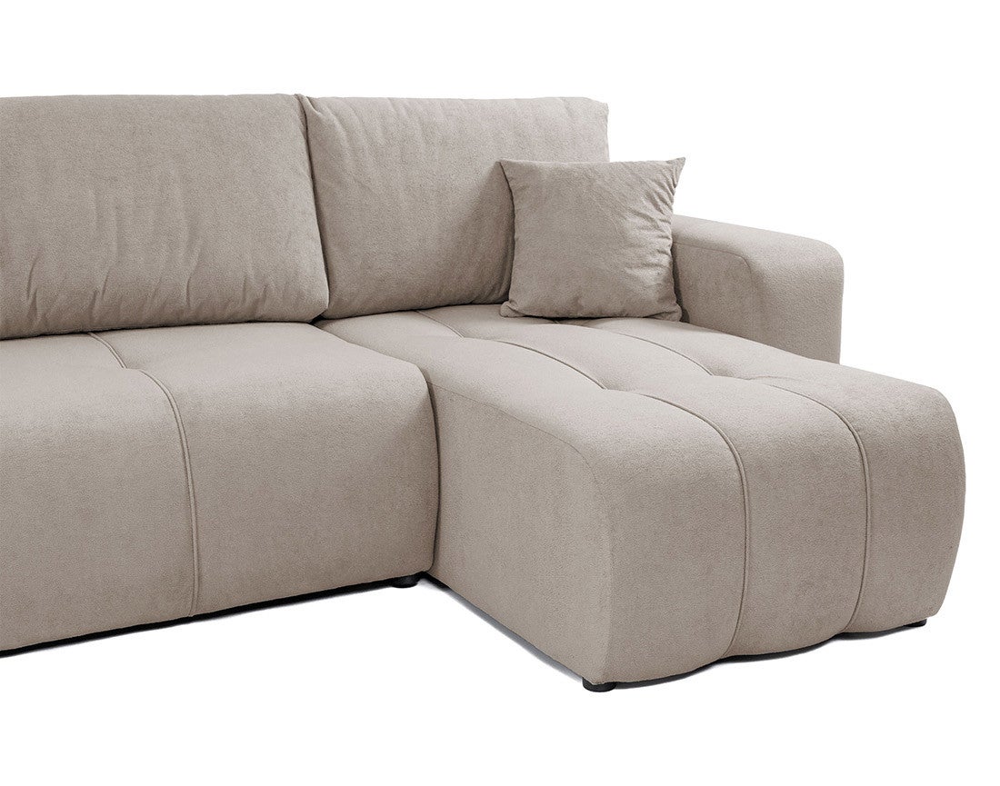 Canapé d'angle réversible convertible 4 places en tissu taupe - NICOLE - Best Mobilier - 9