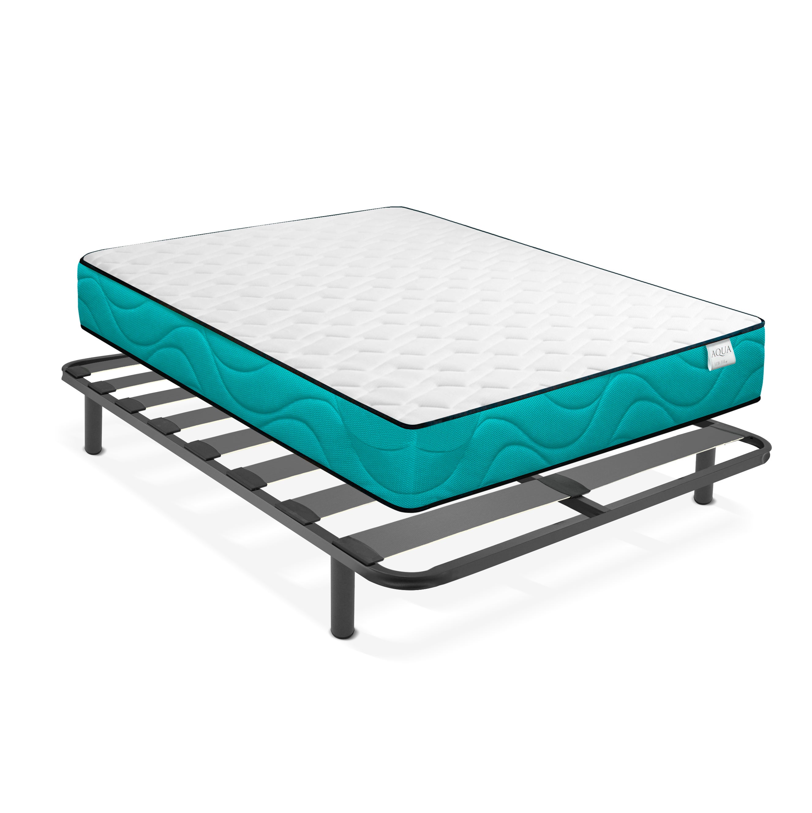 Pack Cama DORMIDAN - Canapé Abatible + Colchón Viscoelástico + Almohada (150x190cm, Roble)