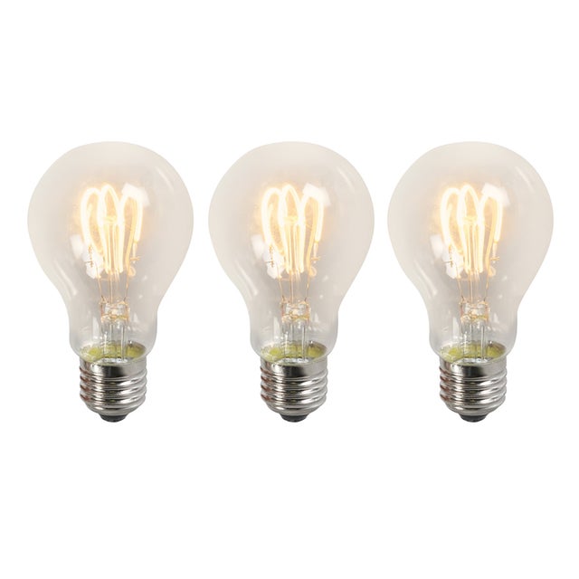 Lot de 3 ampoules LED à filament torsadé E27 A60 transparentes 3W 210lm 2200K
