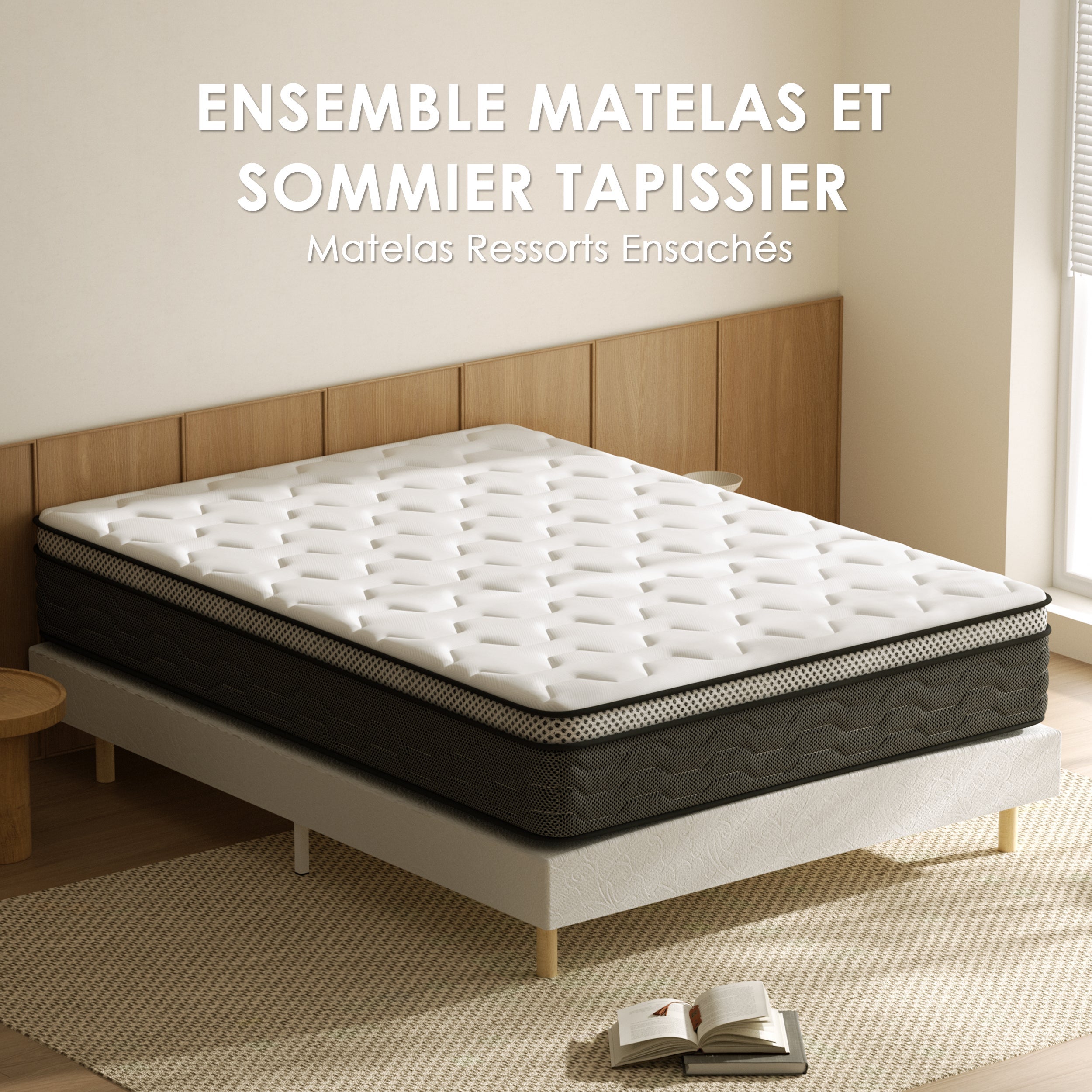 DEWINNER Ensemble matelas + sommier 160x200 cm, épaisseur du matelas 25cm - 2