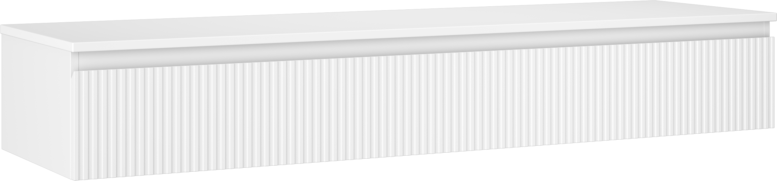 Mexen Rivel szafka łazienkowa podumywalkowa 160 cm z blatem, 1 szuflada, ryflowana , biała mat - 91A20-16023-1-BFC01