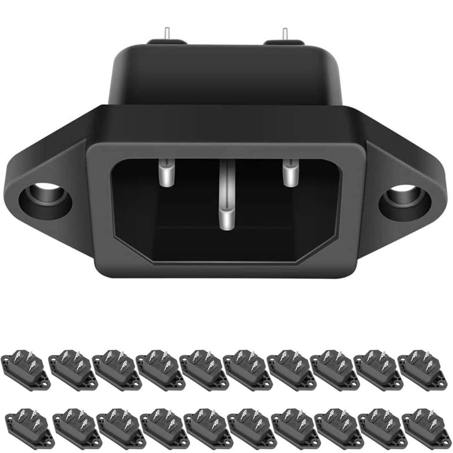 20x Złącza C14 AC 250V 10A do Montażu Panelowego - Gniazda IEC 320 do Urządzeń Elektrycznych