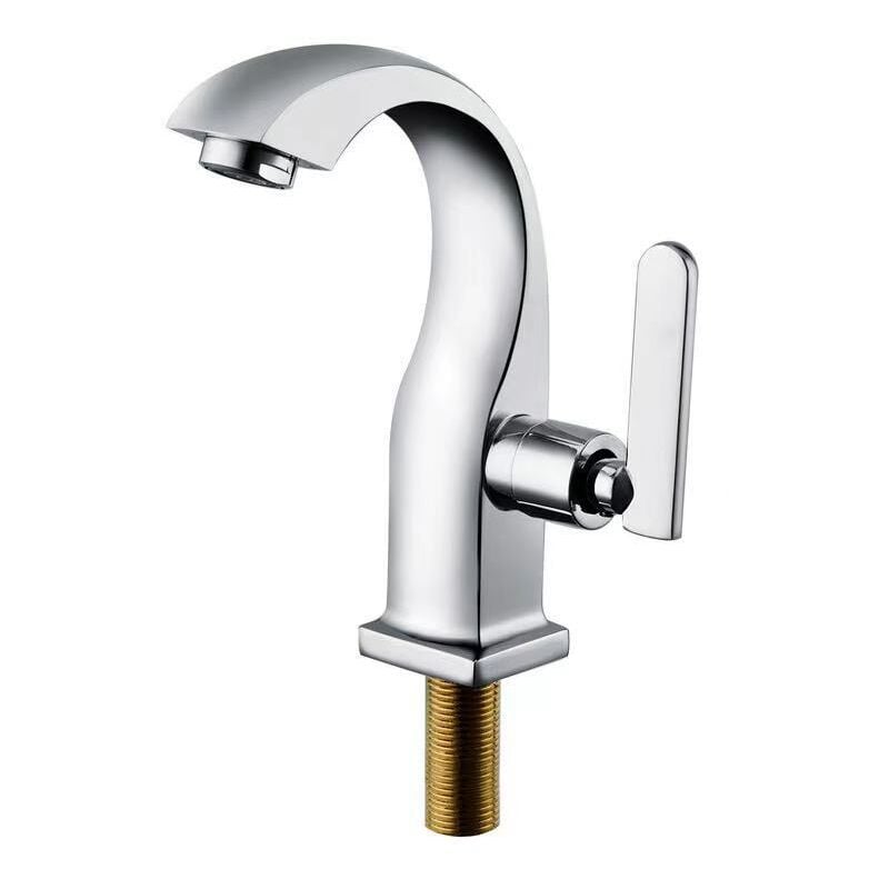 Chromowany kran zimnej wody pojedynczy łazienki umywalki miedziany pojedynczą dźwignią wylewką umywalki wanny kran zimnej wody akcesoria domu ogrodu