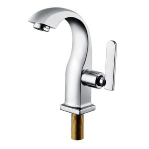 Robinet Poussoir Eau Froide Temporisé 4-6s - Fermeture Automatique Laiton Chromé Pour Lavabo