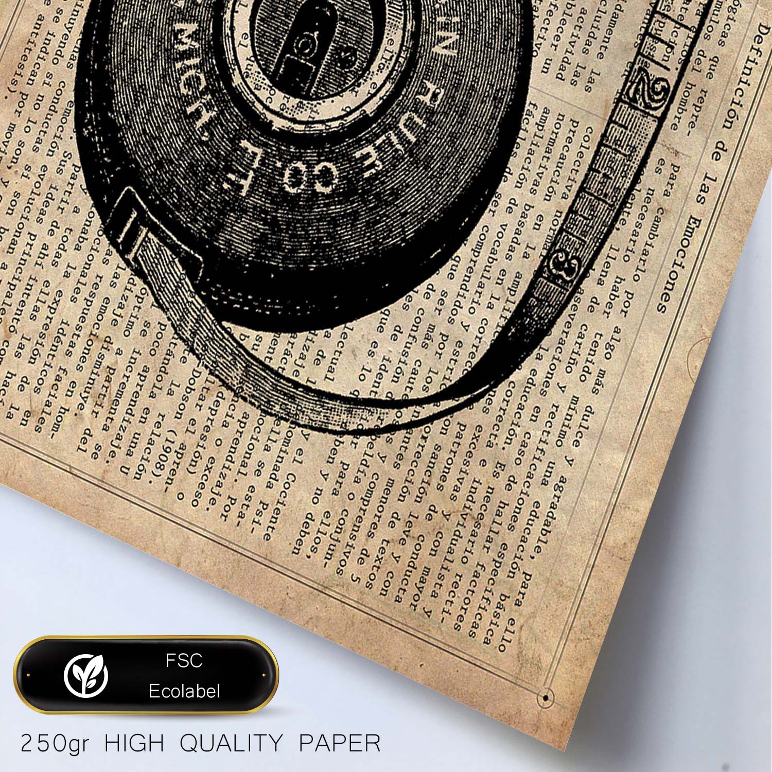 Affiches D'objets Vintage Lame De Métro Vintage Avec Des Images D'objets Vintage Avec Des Définitions En Espagnol Cadre En Bois Clair A3 - 2