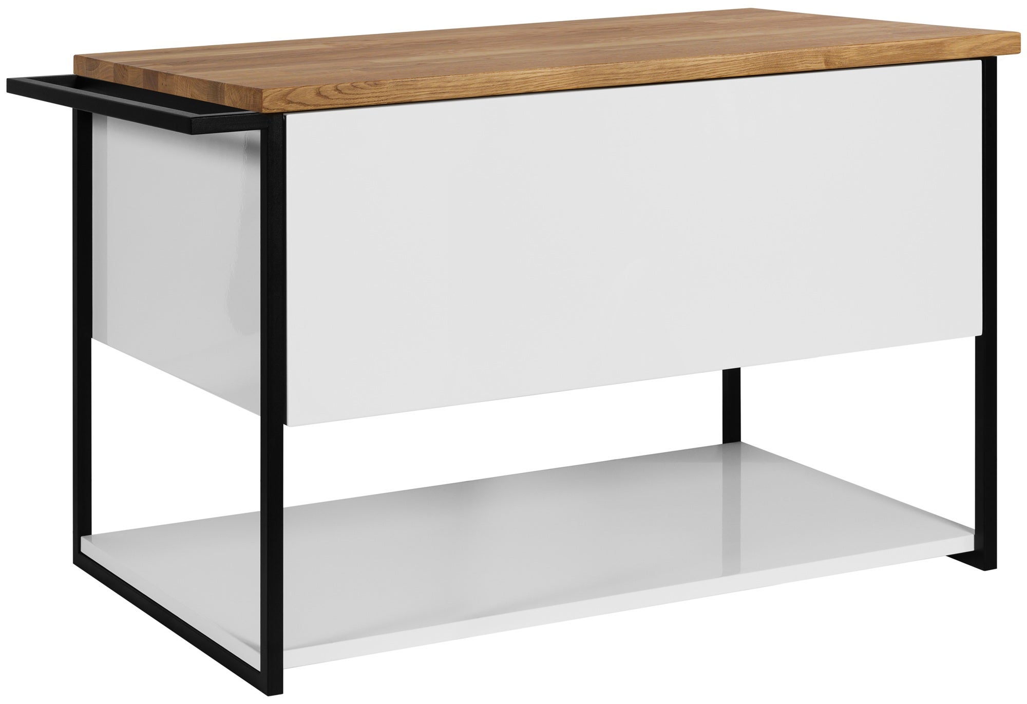 Szafka łazienkowa LOV 80 cm biały połysk lakierowana blat drewniany