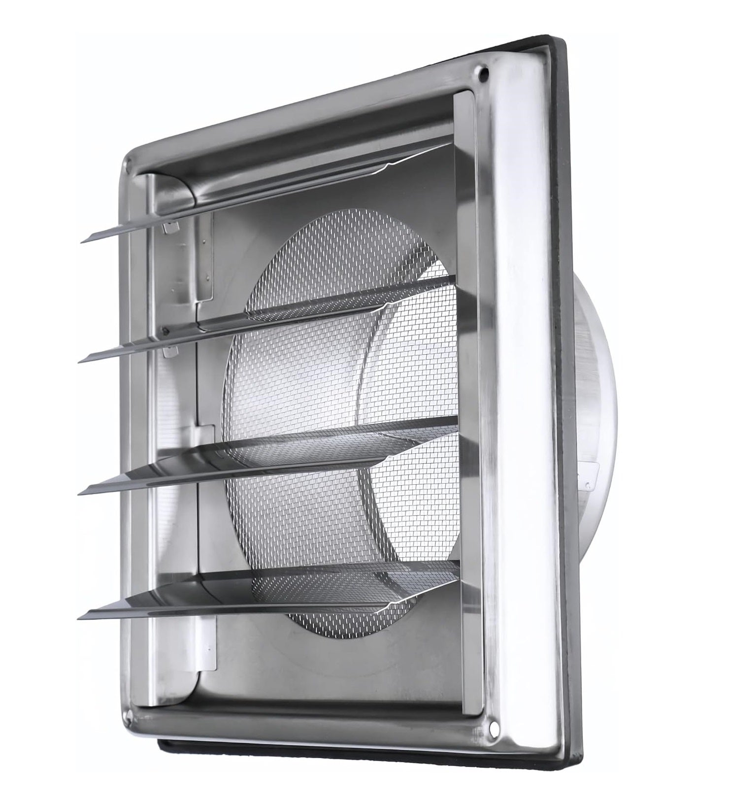 Kratka wentylacyjna 100mm Inox z ruchomymi lamelami i siatką przeciw owadom