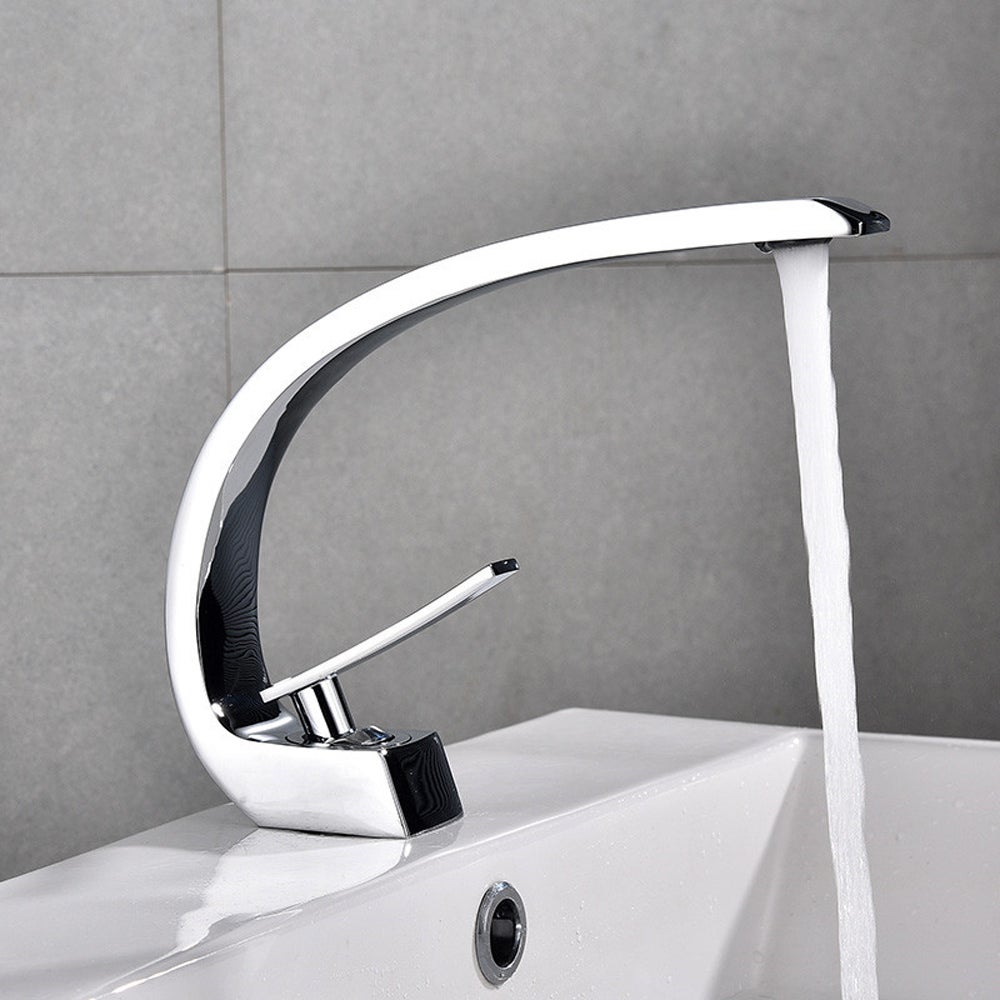 Robinet Cascade Salle De Bain / évier, Laiton Massif Et Verre, Chrome, Modèle RDX7113-C-D